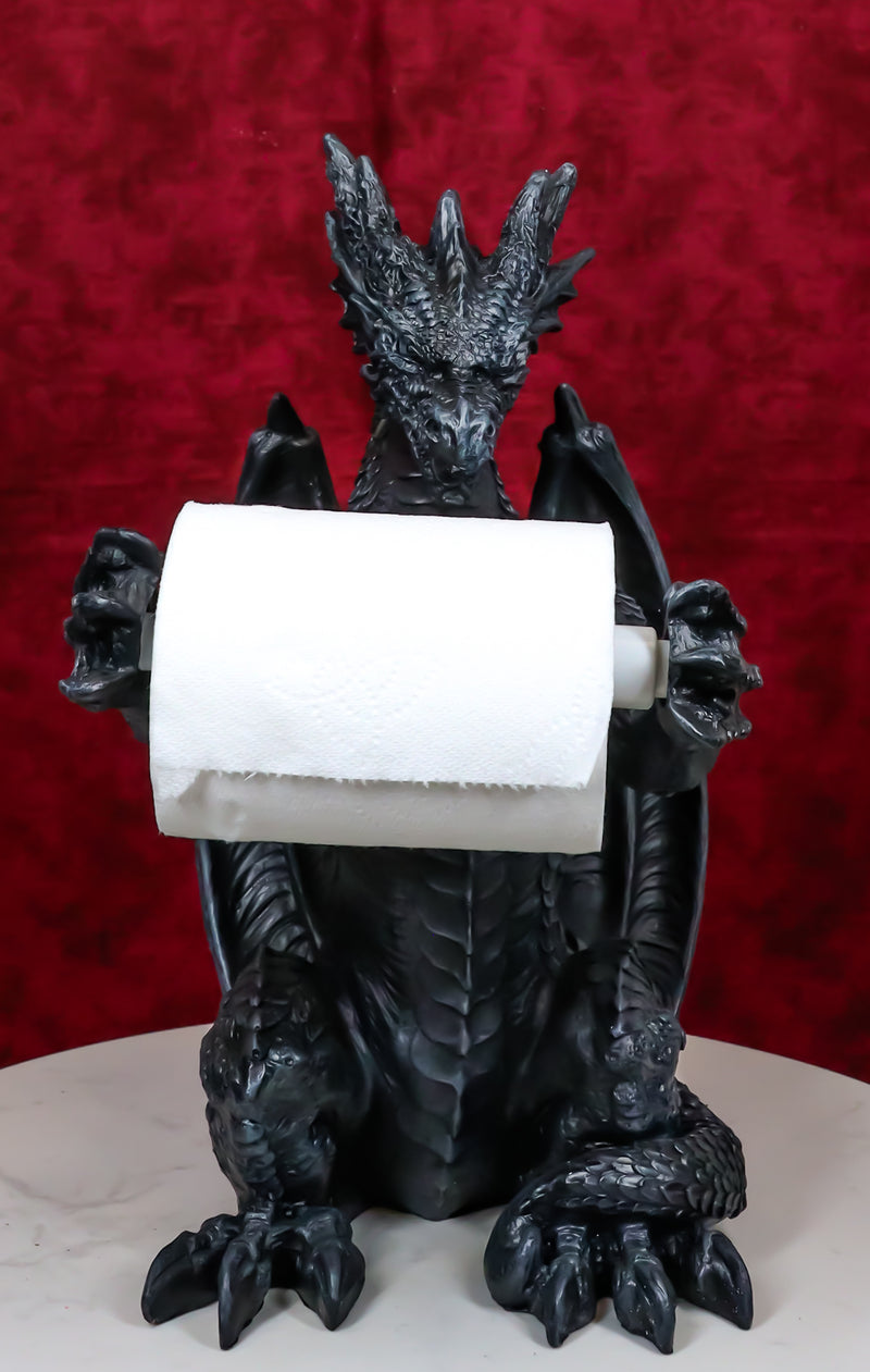 Saurian Servant Gothic Serpentine Dragon Floor Standing Toilet Paper Holder 13"H