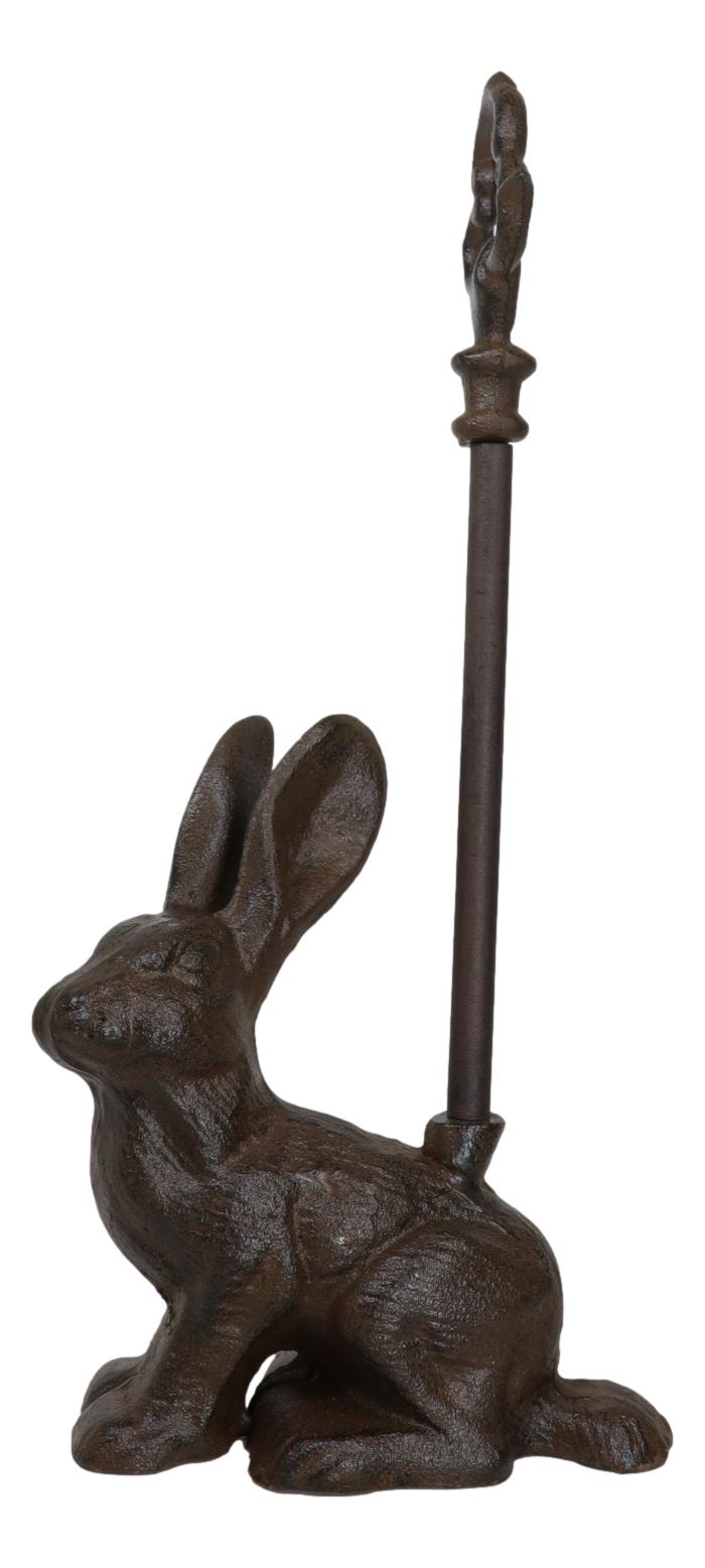 Rustic Cast Iron Bunny Hare Rabbit Door Stop Or Porter With Long Handle