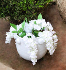 Modern Chic White Round Ribbed Design Terracotta Floral Planter Pot 11"Wide