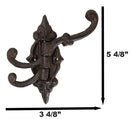 Pack Of 2 Cast Iron Rustic Victorian Scrollwork Spinning Swivel 3 Peg Wall Hooks