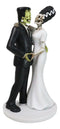 Wedding Dance Skeleton Frankenstein Skull Bride and Groom Love Sign Figurine