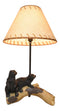 Rustic Western Whimsical Forest Black Bears Resting On Tree Log Table Lamp