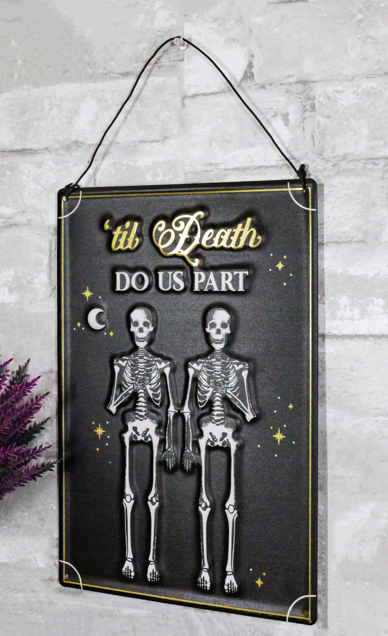 Set Of 2 Love Never Dies Gothic Wedding Til Death Do Us Part Metal Wall Signs