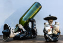 Day Of The Dead Skeleton Mariachi Band Wine And Salt Pepper Shakers Holder Set