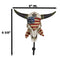 Western Star Patriotic American Flag Cow Skull With Feathers Single Wall Hook