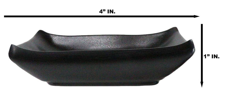 Pack Of 6 Ridged Matte Black Melamine Rectangular Condiment Sauce Dish 2oz