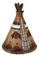 Rustic Western Bison Tribal Indian Teepee Hut Money Coin Savings Bank Figurine