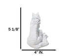 Winter Tundra Forest Snow White Wolf With 3 Adorable Cubs Family Figurine
