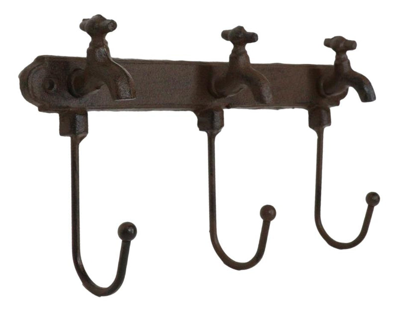 Cast Iron Vintage Rustic Farmhouse Sink Faucets 3 Pegs Triple Wall Hook Hangers
