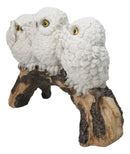 Woodland Wisdom See Hear Speak No Evil Wise Snowy Owls Figurine On Tree Branch