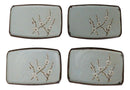 Set Of 4 Japan Made Sakura Cherry Blossoms Porcelain Rectangular Serving Plates