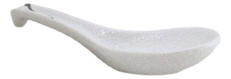 Pack of 6 Yukino Hana Collection Ceramic Asian Soup Spoons With Hook 5.75"L