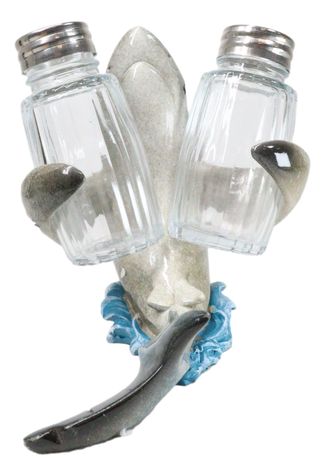 Sea Ocean Marine Apex Predator Great White Shark Salt And Pepper Shakers Holder