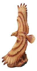 Faux Wood Soaring Eagle Figurine With Outstretched Wings American Eagle Accent