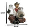 Western Wrangler Cowboy With Hat Scarf And Chaps Salt Pepper Shakers Holder Set