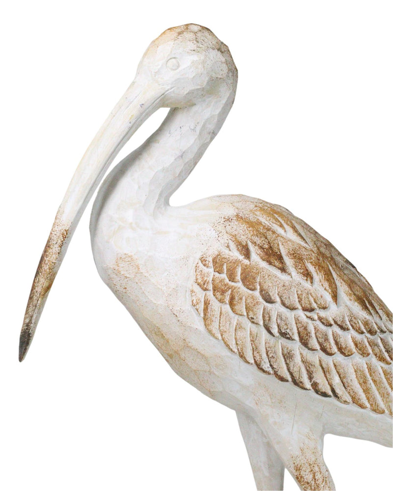 Nautical Marine Scarlet Ibis Distressed Faux Wood Finish Sculpture Decor 16"H