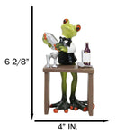 Green Toad Frog Classy Bartender Mixing Cocktail Drinks By The Table Figurine