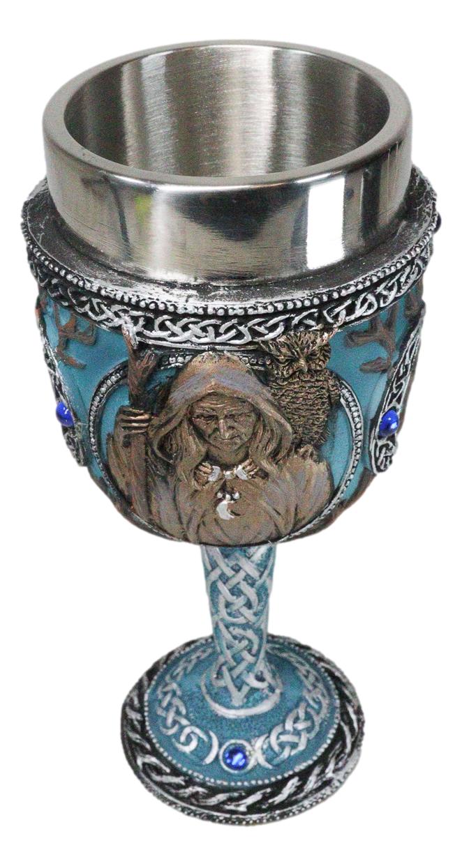 Celtic Knot Triple Moon Goddess Maiden Mother Crone Pagan Wiccan Wine Goblet