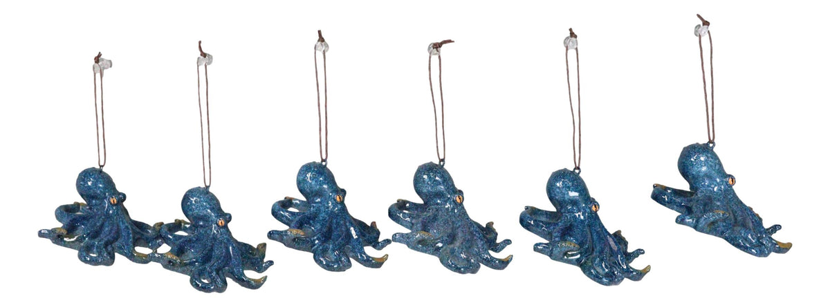 Set Of 6 Blue Giant Sea Octopus Ocean Marine Wall Hanging Decor Tree Ornaments