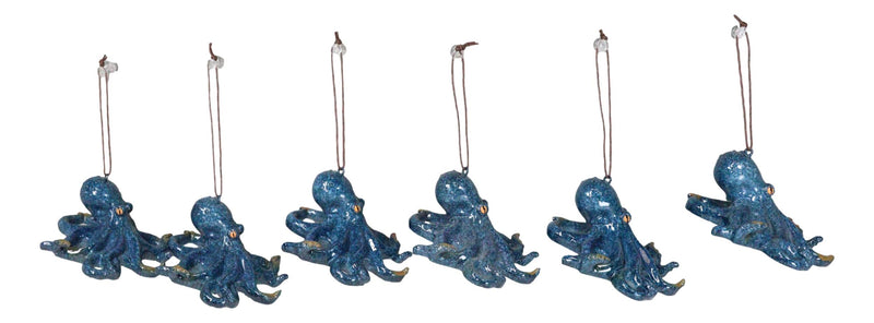 Set Of 6 Blue Giant Sea Octopus Ocean Marine Wall Hanging Decor Tree Ornaments
