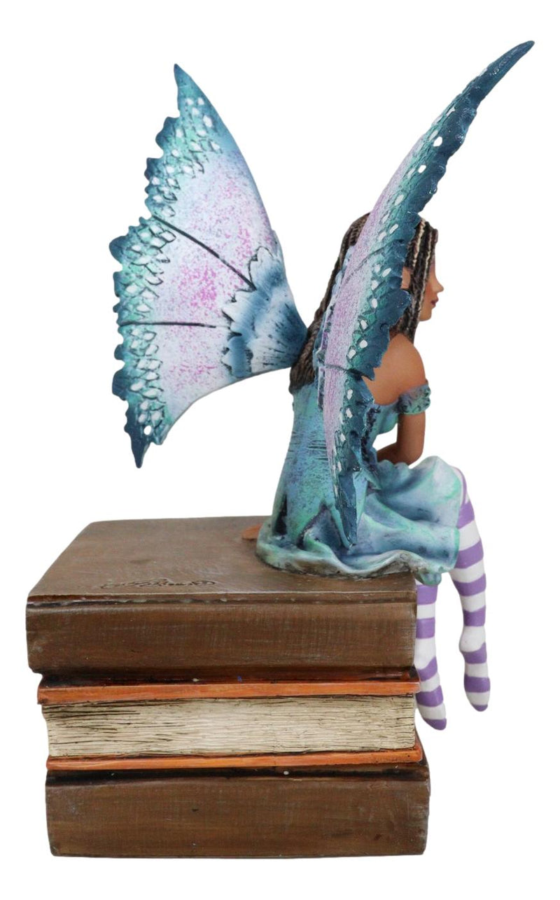 Amy Brown Fantasy Magic Turquoise Ebony Fairy On Books Of Wisdom Figurine