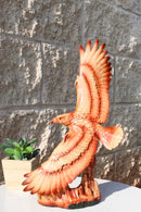 Faux Wood Soaring Eagle Figurine With Outstretched Wings American Eagle Accent