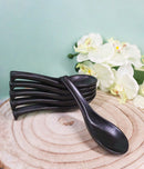 Pack of 6 Kokuyo Black Ceramic Asian Soup Spoons With Latch Hook Ends 5.75"L