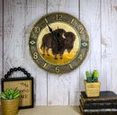 Frontier Land Legacy Southwestern Bison Wall Clock American Buffalo Sculpture
