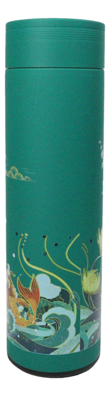 Lotus Koi 17oz Vacuum Insulated Stainless Steel Thermos Bottle With Tea Infuser