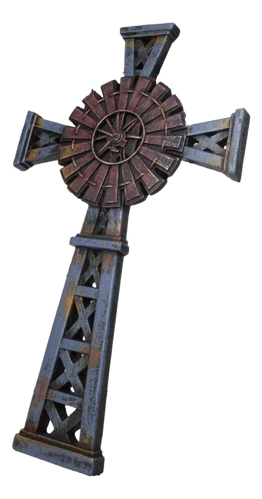 Country Western Rustic Windmill Towers Decorative Wall Cross Figurine