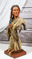 Tribal Native American Indian Lady Princess with Eagle Feathers Bust Figurine