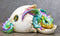 Oceanic Turquoise Green Iridescent Baby Dragon In Egg Shell With Gem Figurine