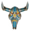 Set of 2 Red and Blue Western Robotic Cyborg Horned Cow Skull Wall Decors