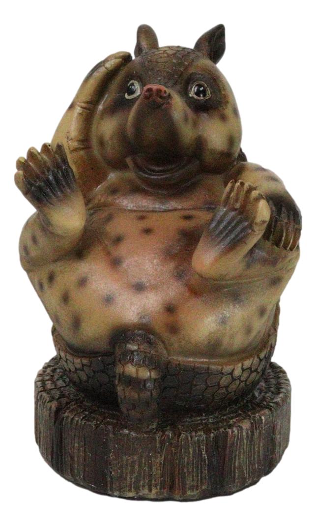 Western Rustic Texas Comical Baby Armadillo On Tree Money Coin Bank Figurine