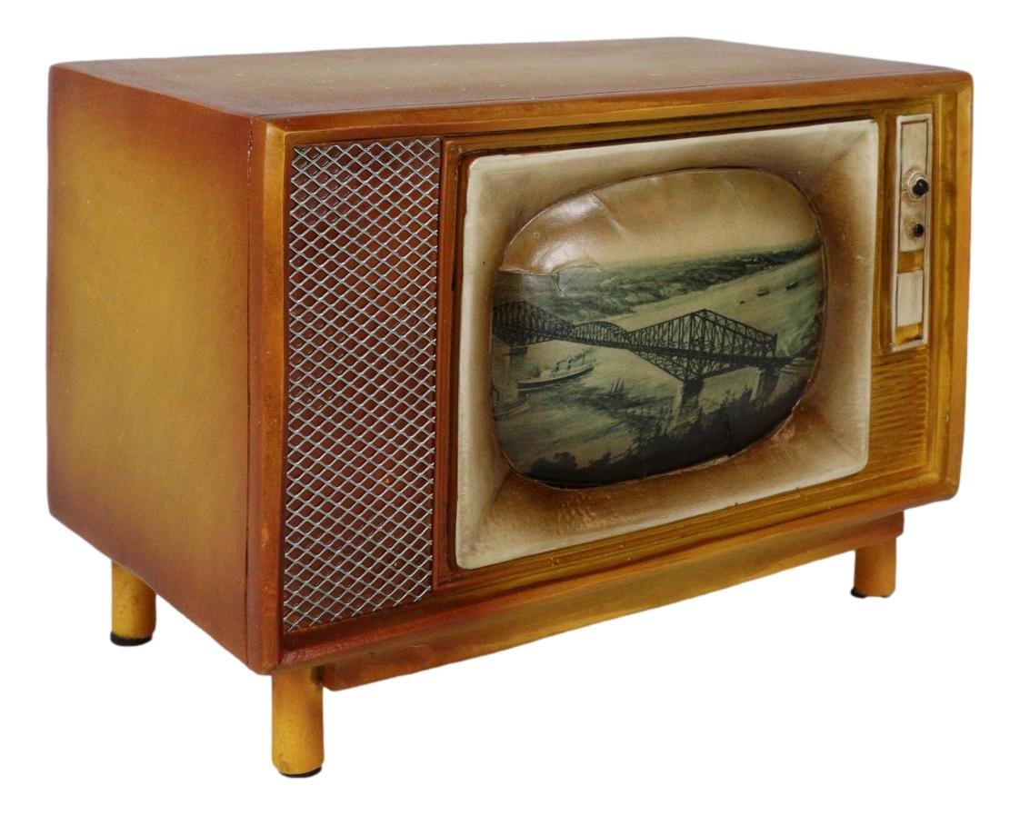 Vintage Retro Rectangle TV Television Box Set Money Coin Savings Piggy Bank