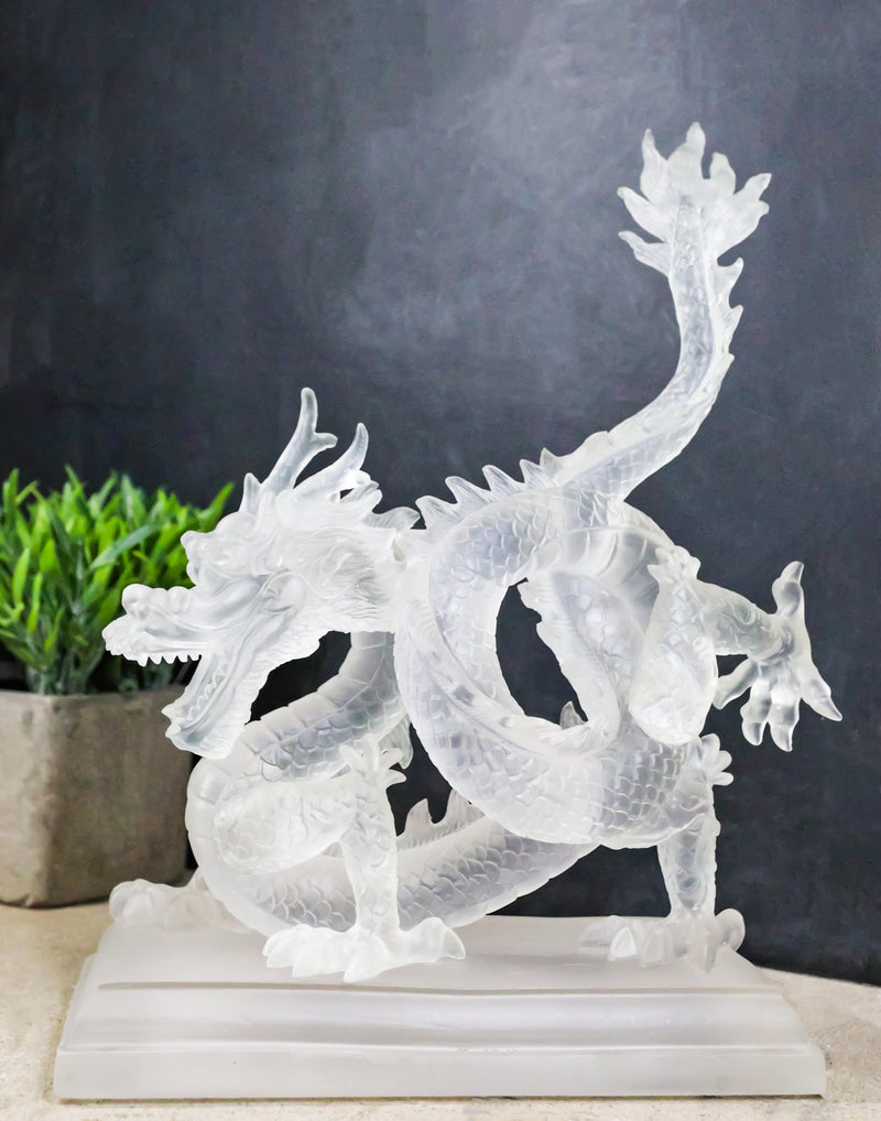 Legendary Chinese Orient Azure Dragon King Frosted Translucent Acrylic Figurine