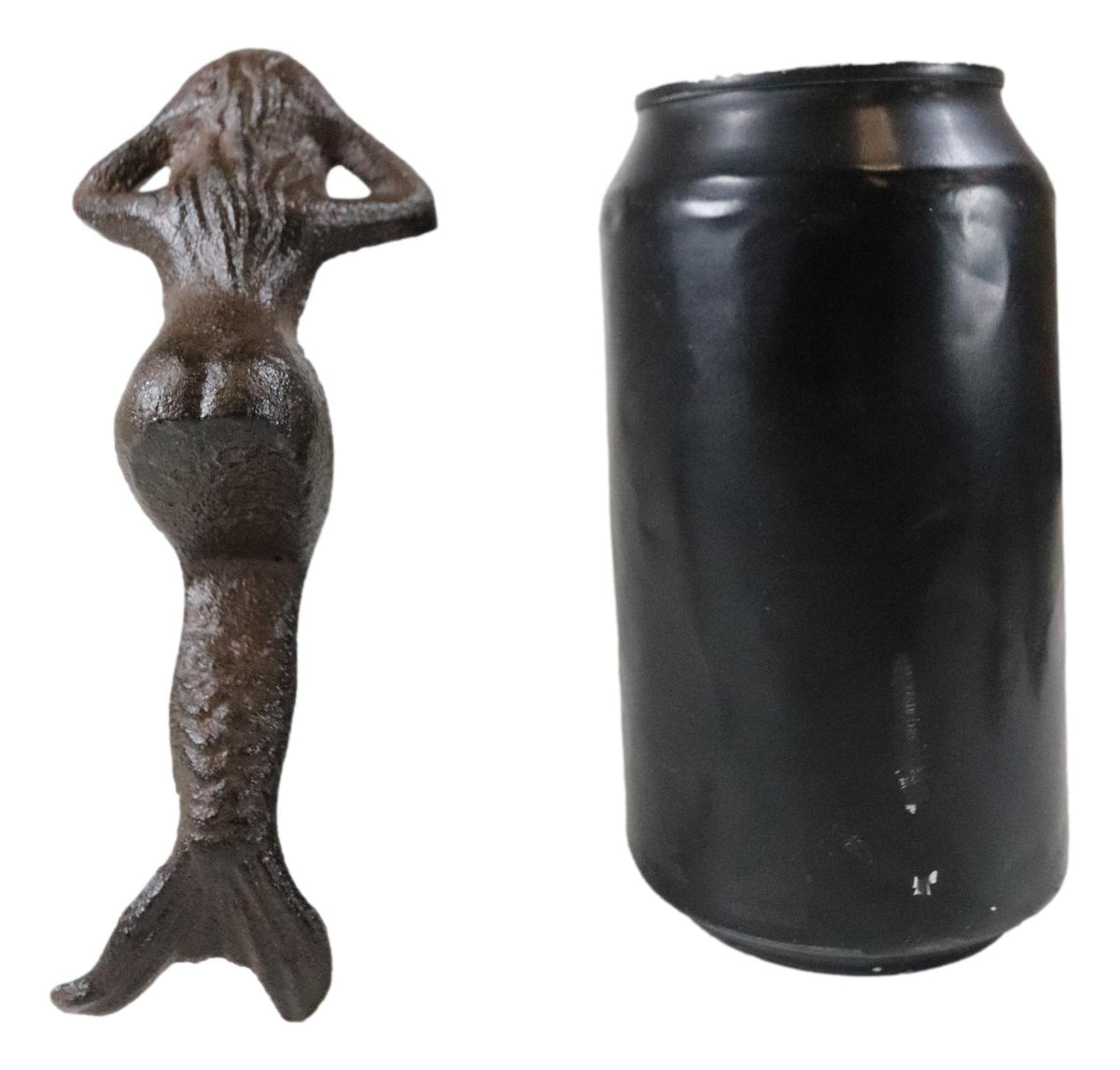 Small Nautical Siren Mermaid Venus Making Up Hair Cast Iron Rustic Sculpture