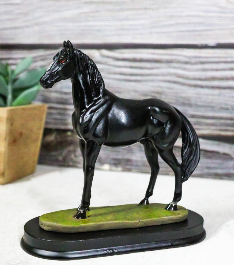 Equine Thoroughbred Pride Black Beauty Horse Steed Model Figurine On Base Stand