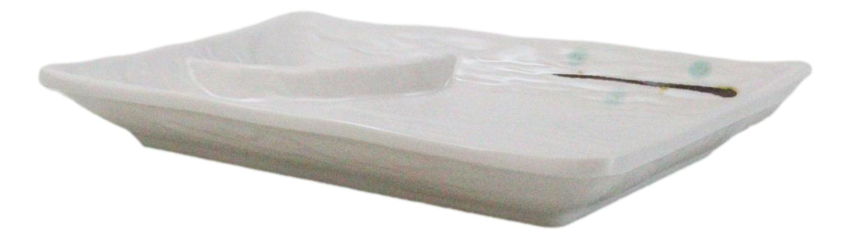 Pack Of 6 Modern Yukino Hana Melamine 2 Partitions Rectangular Sushi Plates