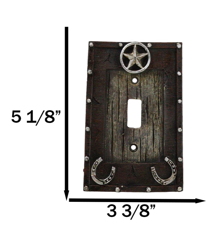 Set Of 2 Rustic Western Star Lucky Horseshoes Single Toggle Switch Plate Covers
