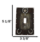 Set Of 2 Rustic Western Star Lucky Horseshoes Single Toggle Switch Plate Covers