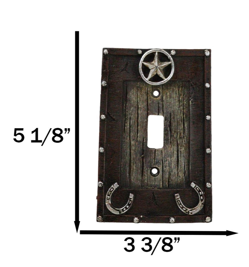 Set Of 2 Rustic Western Star Lucky Horseshoes Single Toggle Switch Plate Covers