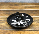 Wicca Gothic Mystic Raven Crow With Crescent Moon Ceramic Trinket Jewelry Dish