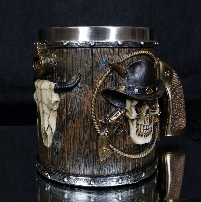 Rustic Western Wild West Captain Sheriff Cowboy With Cow Skull Coffee Mug Cup