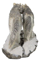 Winter Woodlands Moon Twilight Romance Arctic Snow Wolf Couple Figurine 11.5"L