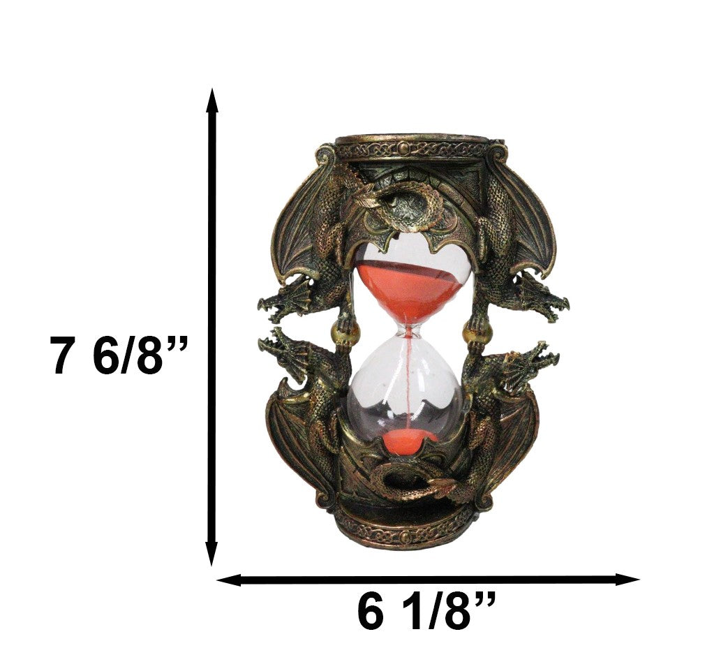 Ebros Gift Hour of the Dragon 4 Crypt Dragons Sand Timer Red Sand, Faux Bronze