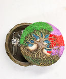 Celtic Sacred Tree of Life Yggdrasil With Dendritic Roots Round Trinket Box 5"