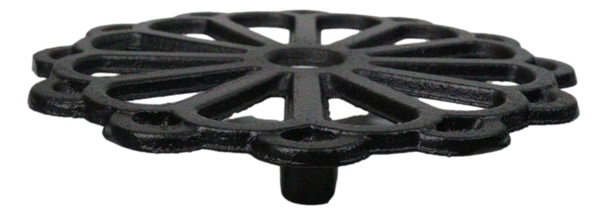Floral Wheel 12 Spokes Traditional Cast Iron Metal Tetsubin Teapot Trivet Stand