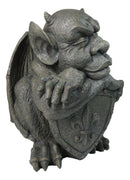 Gothic Stoic Warrior Notre Dame Gargoyle Shield Bearer Chimera Figurine 12"H