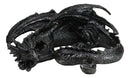 Medieval Fantasy Horned Black Soma Dragon At Repose Collectible Figurine 11"L